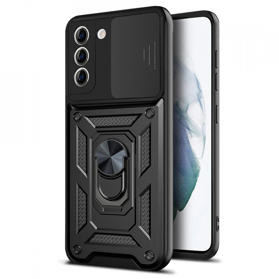 Husa Samsung Galaxy S21 Plus 5G cu inel magnetic, Techsuit CamShield - Negru