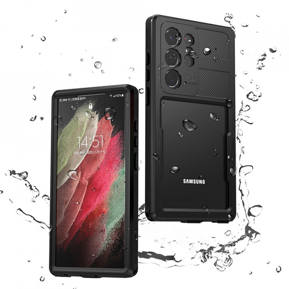 Husa Samsung Galaxy S23 Ultra rezistenta la apa, Waterproof IP68, ShellBox - Negru