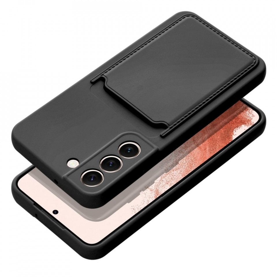 Husa Samsung Glaxy A55 5G din silicon suport card, Skyddar Cards - Negru