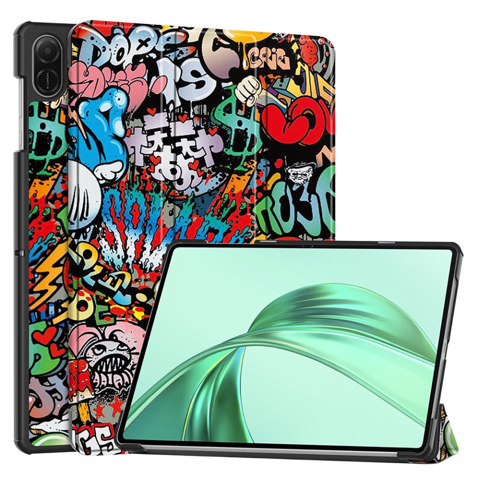 Husa tableta pentru Honor Pad X8a, SKYDDAR INNOVATION, cu suport Multi-Unghi si functie Sleep/Wake, FoldPro, Urban vibe, set cu sticker