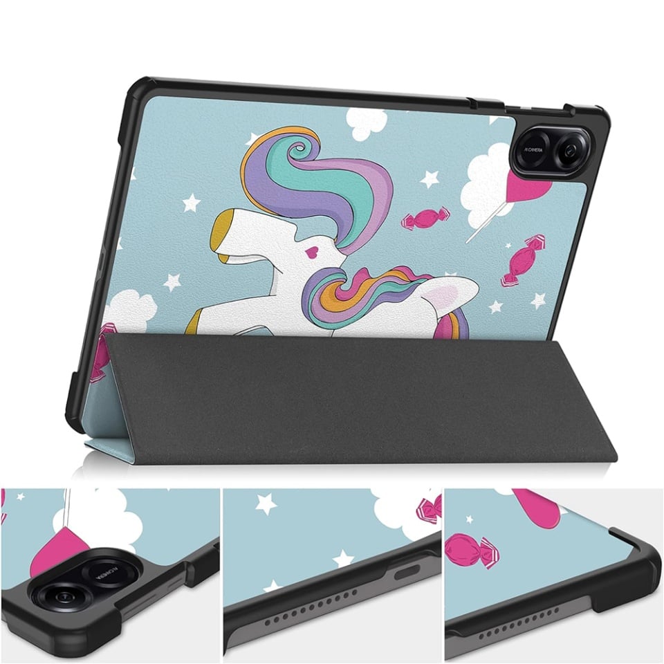 Husa tableta pentru Honor Pad X9 / X8 Pro, SKYDDAR INNOVATION, cu suport Multi-Unghi si functie Sleep/Wake, FoldPro, Unicorn, set cu sticker - 2 | YEO