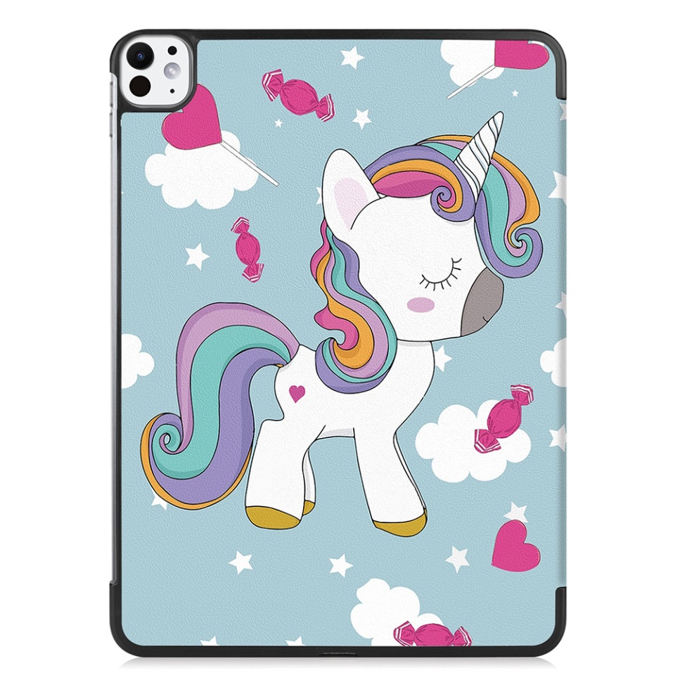 Husa tableta pentru iPad Pro 11 (2024), SKYDDAR INNOVATION, cu suport Multi-Unghi si functie Sleep/Wake, FoldPro, Unicorn, set cu sticker - 2 | YEO