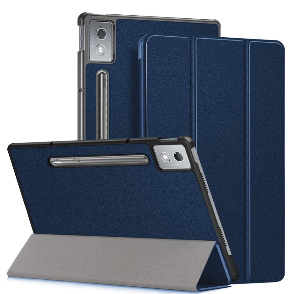 Husa tableta pentru Lenovo Idea Tab Pro 12.7 (2025), SKYDDAR INNOVATION, cu suport Multi-Unghi si functie Sleep/Wake, FoldPro, Albastru, set cu sticker