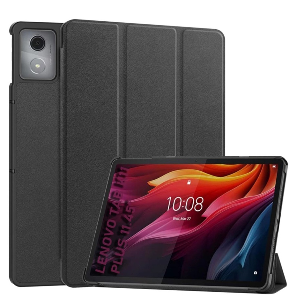 Husa tableta pentru Lenovo Tab K11 Plus, SKYDDAR INNOVATION, cu suport Multi-Unghi si functie Sleep/Wake, FoldPro, Negru, set cu sticker