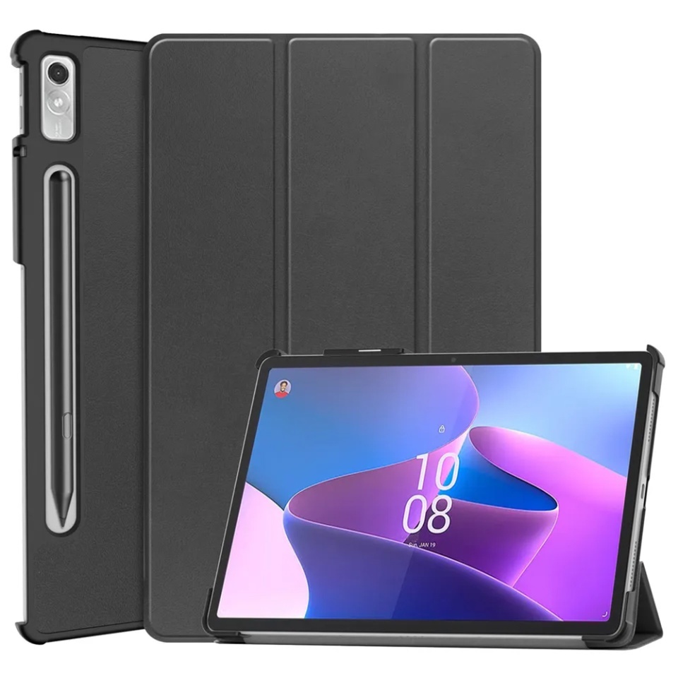 Husa tableta pentru Lenovo Tab P11 Pro Gen 2 11.2, SKYDDAR INNOVATION, cu suport Multi-Unghi si functie Sleep/Wake, FoldPro, Negru, set cu sticker