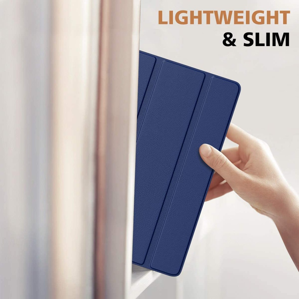 Husa tableta pentru Samsung Galaxy Tab A7 10.4 2020 T500/T505, SKYDDAR INNOVATION, cu suport Multi-Unghi si functie Sleep/Wake, FoldPro, Albastru, set cu sticker - 2 | YEO
