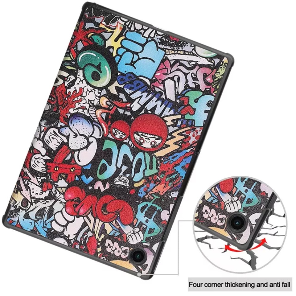 Husa tableta pentru Samsung Galaxy Tab A8 10.5 (2021), SKYDDAR INNOVATION, cu suport Multi-Unghi si functie Sleep/Wake, FoldPro, Multicolor, set cu sticker - 1 | YEO