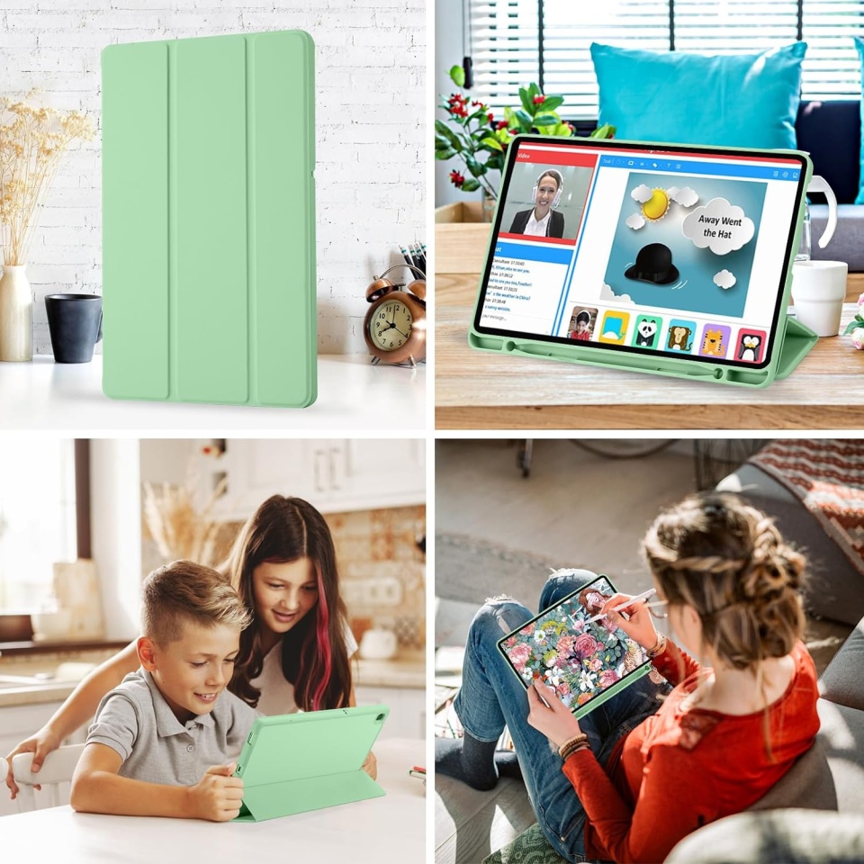 Husa tableta pentru Samsung Galaxy Tab S6 Lite (2020/2022/2024) cu suport cu 2 Unghiuri și functie Sleep/Wake, SKDR OfficeMate - Verde deschis - 2 | YEO