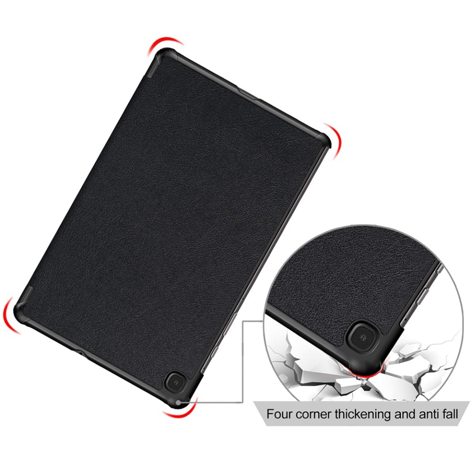 Husa tableta pentru Samsung Galaxy Tab S6 Lite (2020 / 2022 / 2024), SKYDDAR INNOVATION, cu suport Multi-Unghi si functie Sleep/Wake, FoldPro, Negru, set cu sticker - 3 | YEO