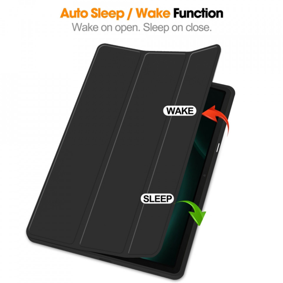 Husa tableta pentru Samsung Galaxy Tab S9 FE Plus cu suport 2 Unghiuri și functie Sleep/Wake, SKDR OfficeMate - Negru - 2 | YEO