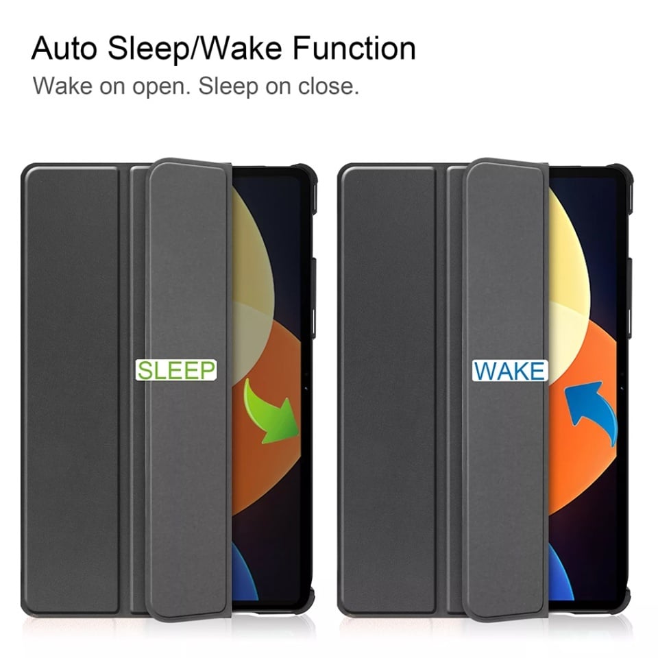 Husa tableta pentru Xiaomi Pad 5 Pro 12.4, SKYDDAR INNOVATION, cu suport Multi-Unghi si functie Sleep/Wake, FoldPro, Negru, set cu sticker - 3 | YEO