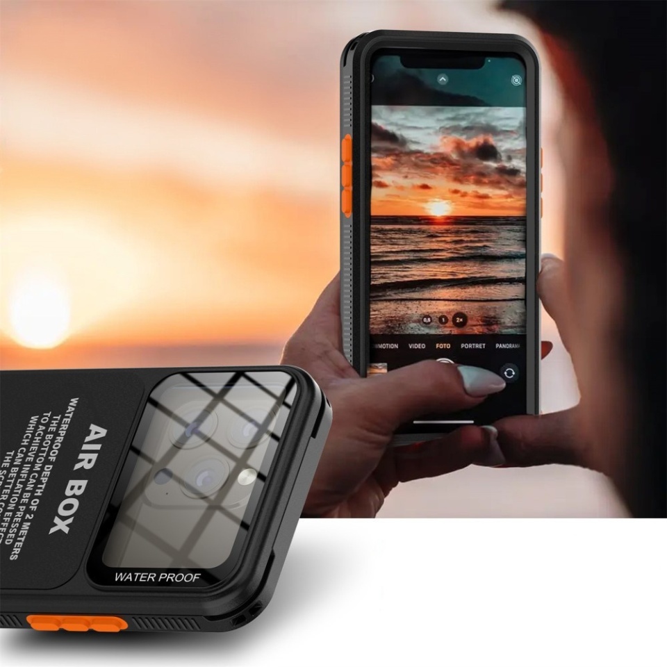 Husa Telefon Impermeabila Universala până la 6.9 inch, ShellBox AirBox IP68, Negru - 3 | YEO