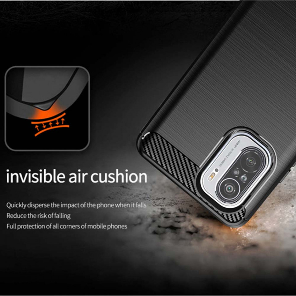 Husa Xiaomi Poco F3 din silicon, Slim, cu textura Fibra Carbon - Negru - 2 | YEO