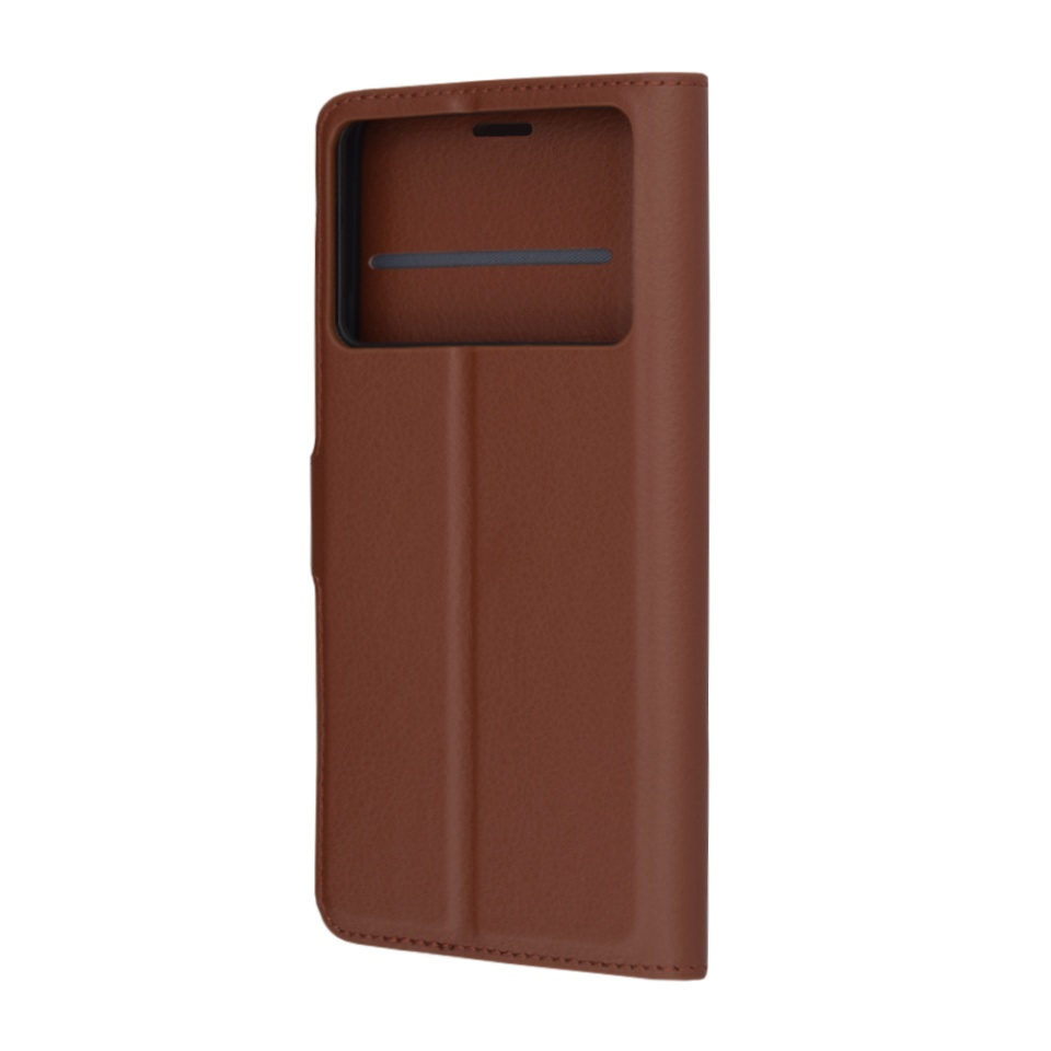 Husa Xiaomi Poco F6 Pro tip Carte, cu Portofel Interior, Finisaje Premium, SKYDDAR Leather Wallet - Maro - 3 | YEO