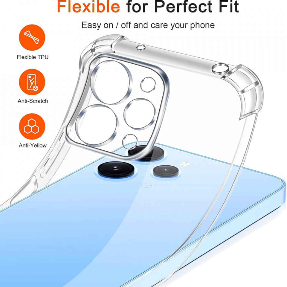 Husa Xiaomi Redmi 12 4G / 12 5G din silicon slim, anti soc, Skyddar Shock - Transparenta - 2 | YEO