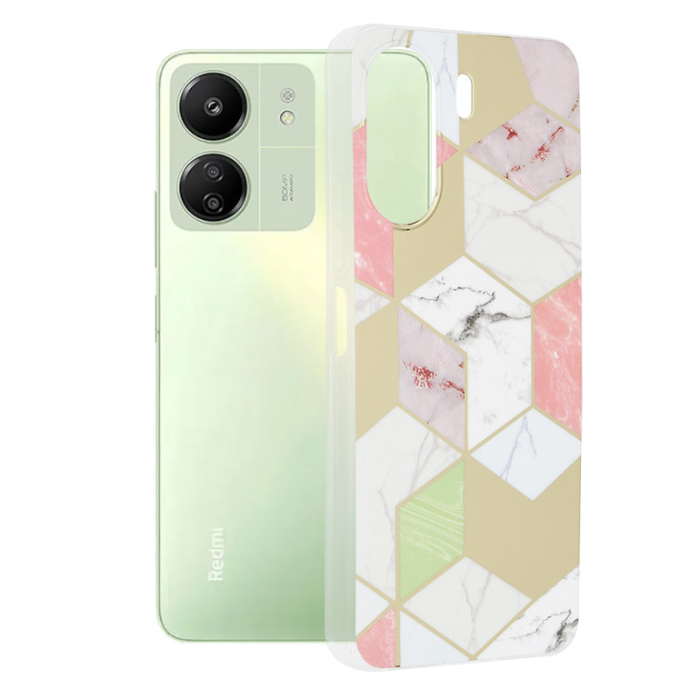 Husa Xiaomi Redmi 13C 4G / Poco C65 din silicon, Techsuit Marble - Mov