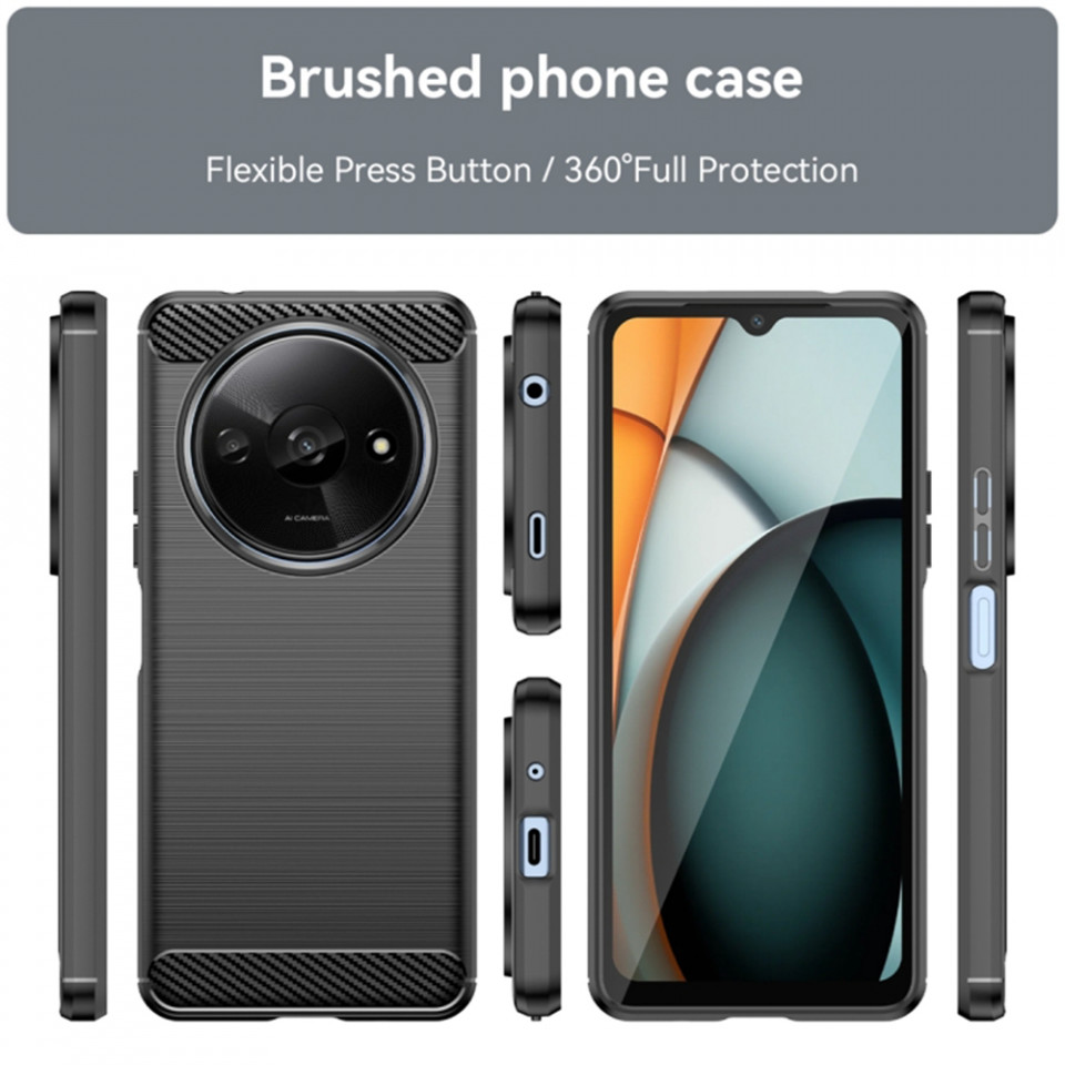Husa Xiaomi Redmi A3 din silicon, Slim, cu textură Fibra Carbon - Negru - 1 | YEO