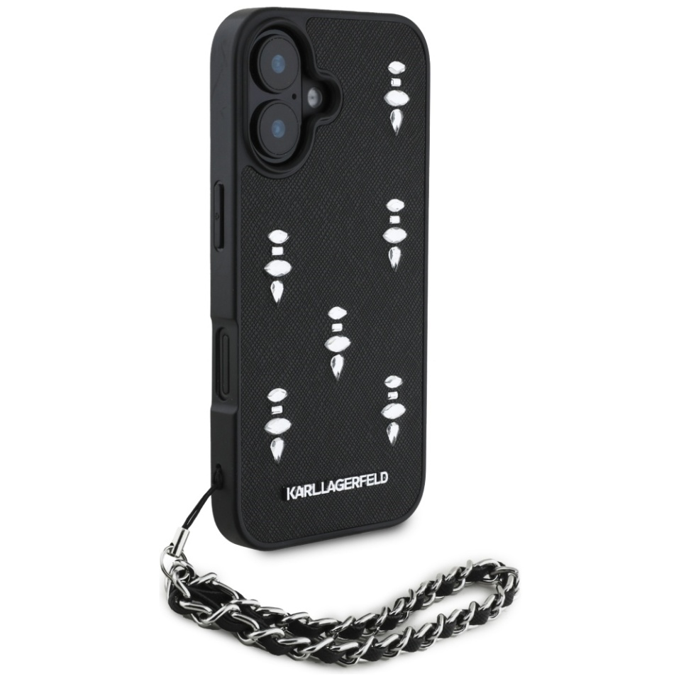 Huse pentru iPhone 16, Karl Lagerfeld, Saffiano, Negru - 2 | YEO