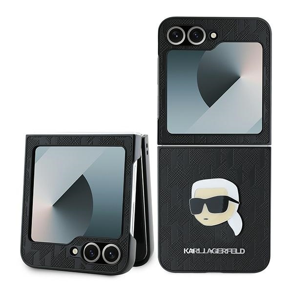 Huse pentru Samsung Galaxy Z Flip6 / Galaxy Z Flip7 FE, Karl Lagerfeld, Saffiano, Negru