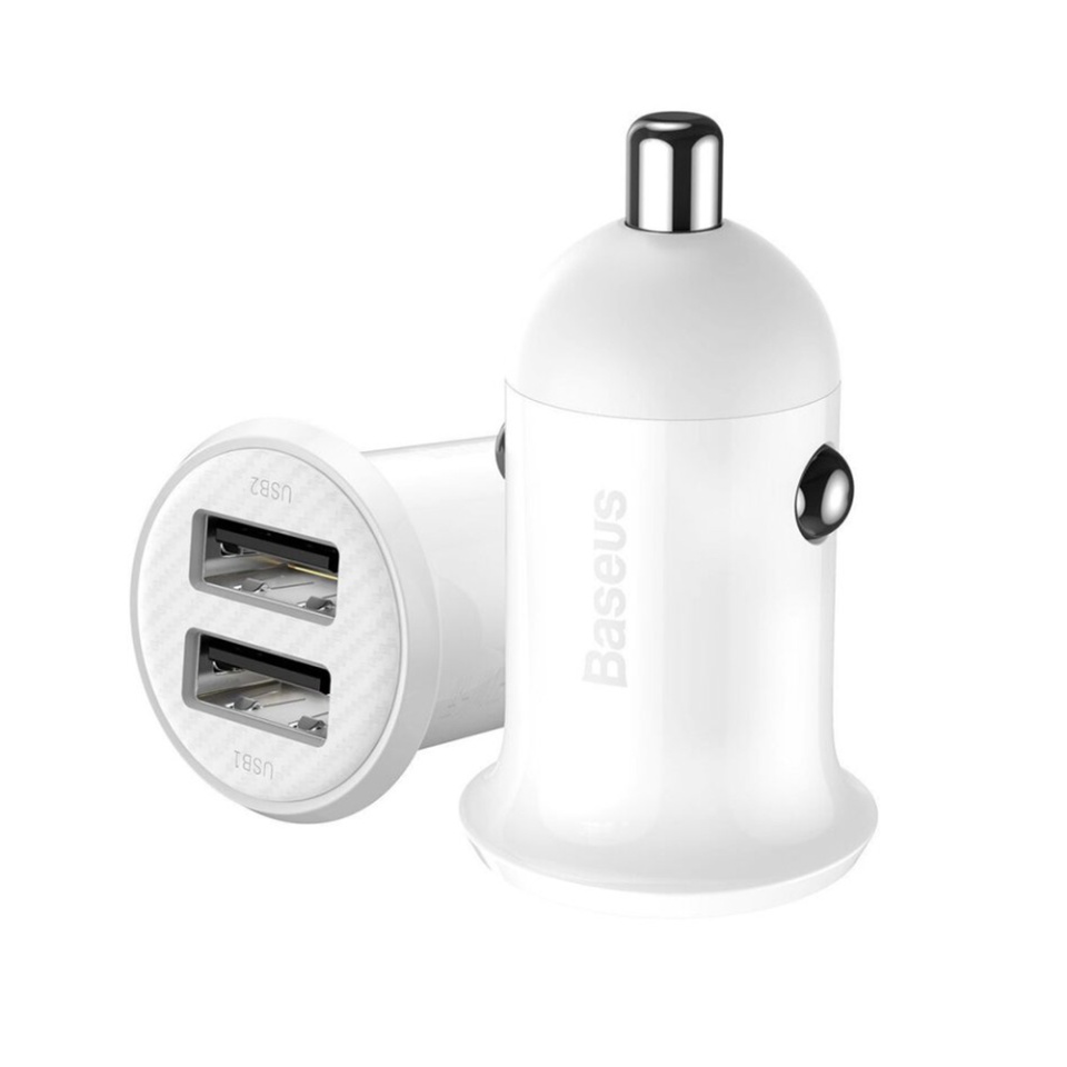 Incarcator Auto, 2x USB, 4.8A, Baseus CCALLP-02 - Alb