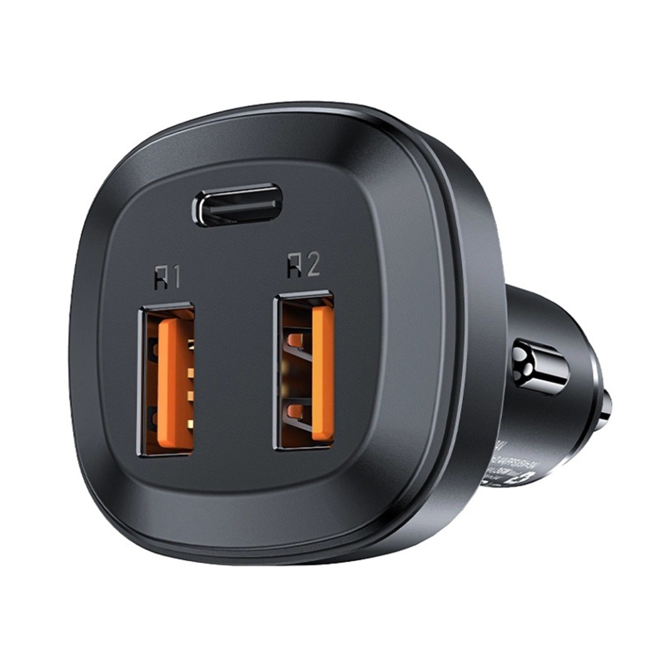 Incarcator Auto 66W, 2x USB + 1x Type-C, Fast Charging, PD3.0, QC4+, Corp Metalic Zinc, Acefast B9, Negru - 1 | YEO