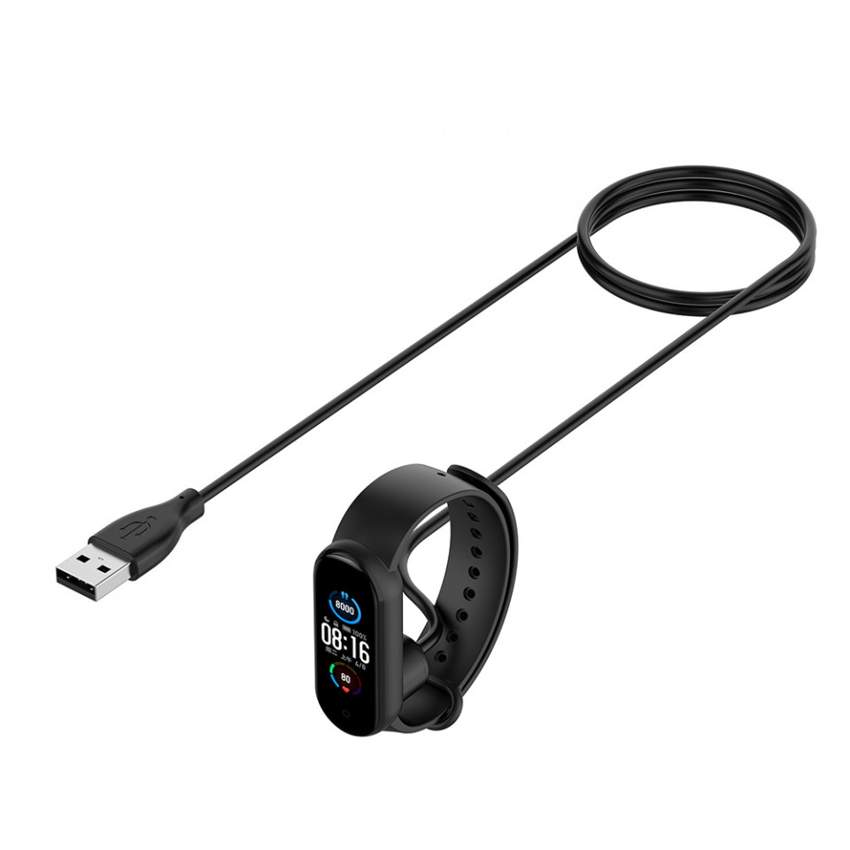 Incarcator pentru Xiaomi Mi Band 5/6/7, USB, 3.5W, 1m - Techsuit (TXC1) - Black - 1 | YEO