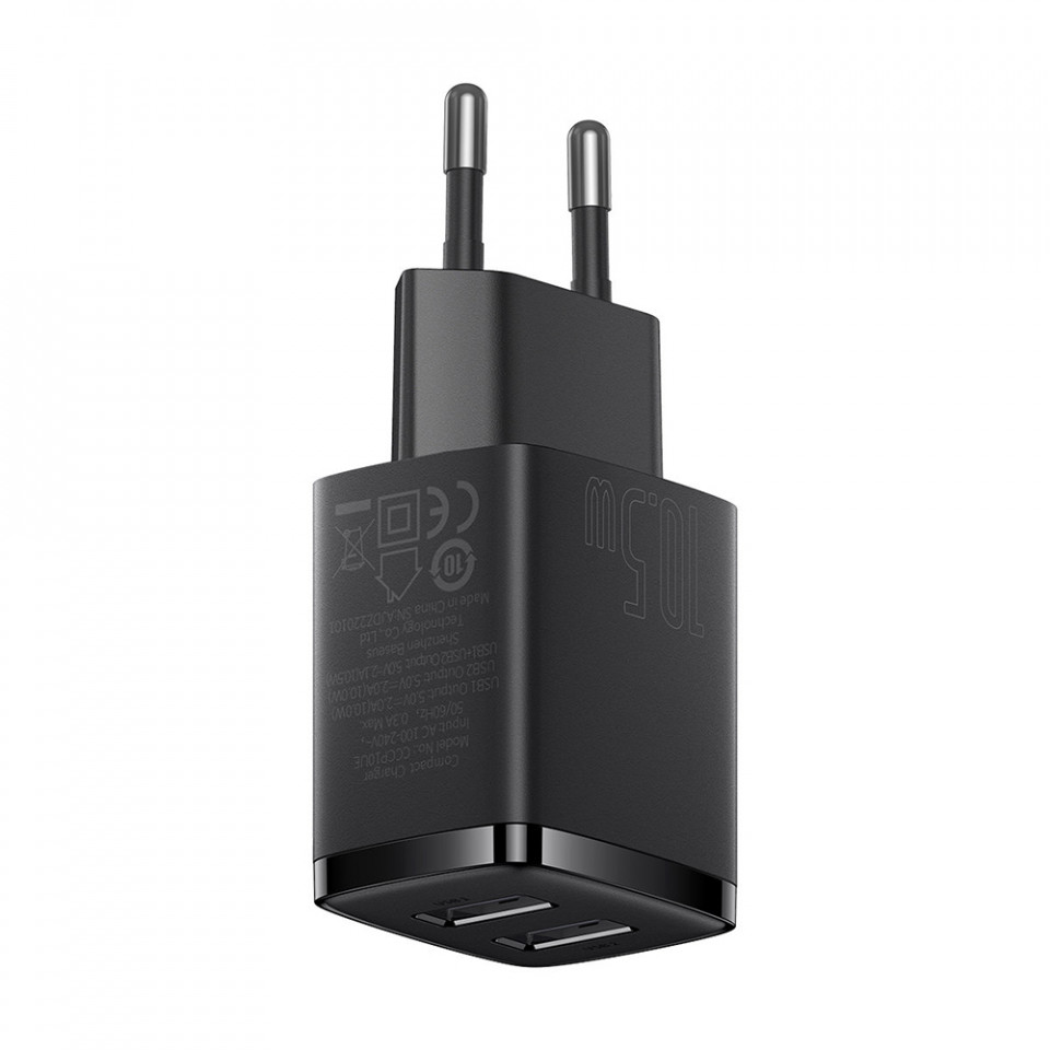 Incarcator priza 2xUSB 10.5W, Baseus (CCXJ010201) - Negru