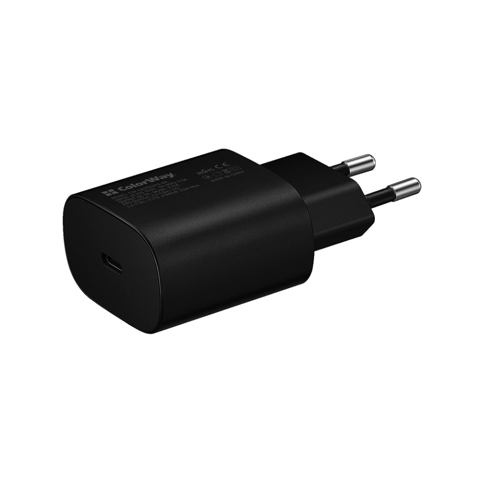 Incarcator Priza, ColorWay, Type-C PD3.0 PPS, Huawei FCP, Samsung AFC, Apple Fast Charge, 25W, 3A, Wall Charger CHS033PD, Negru