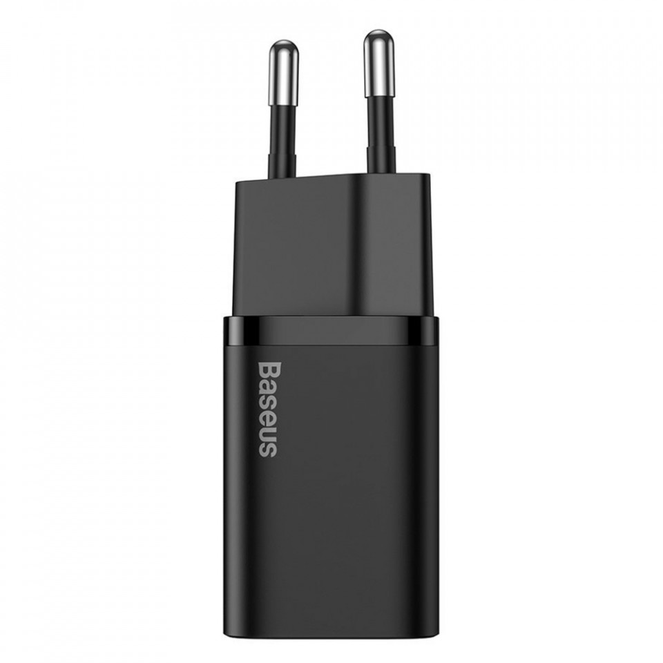 Incarcator priza Super Si cu cablu Type-C la Lightning, PD, 20W, Baseus (TZCCSUP-B01) - Negru - 1 | YEO