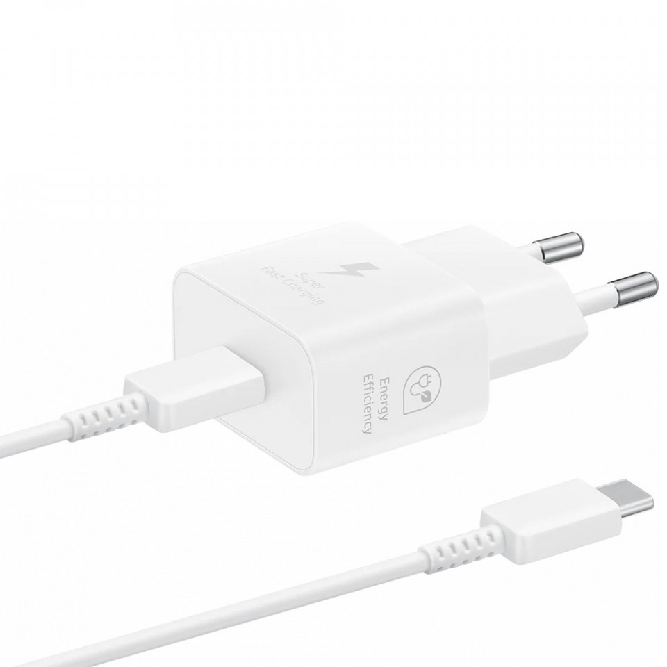 Incarcator priza USB-C, 25W + Cablu Type-C - Samsung (EP-T2510XWEGEU) - White (Blister Packing) - 1 | YEO