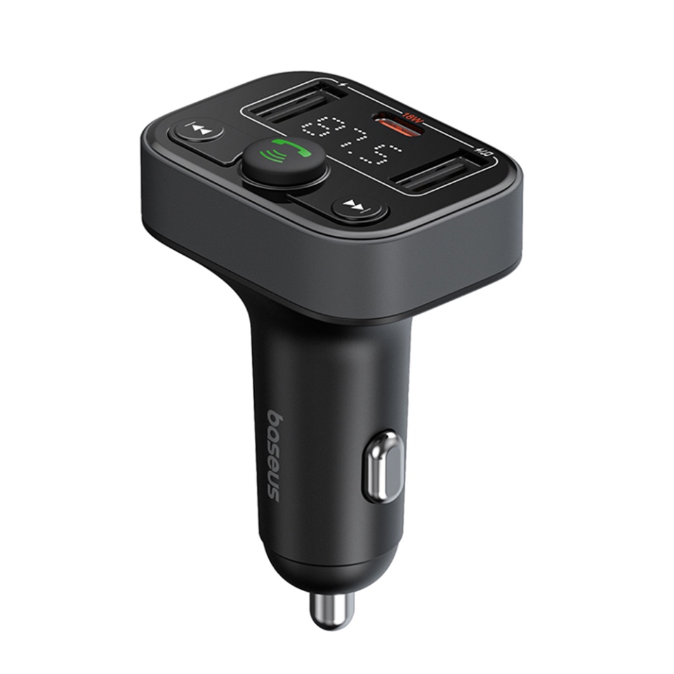 Modulator FM si Incarcatir Auto cu Bluetooth 5.0, USB, USB-C, Display, PD18W, Baseus S-09 Lite - Negru - 3 | YEO