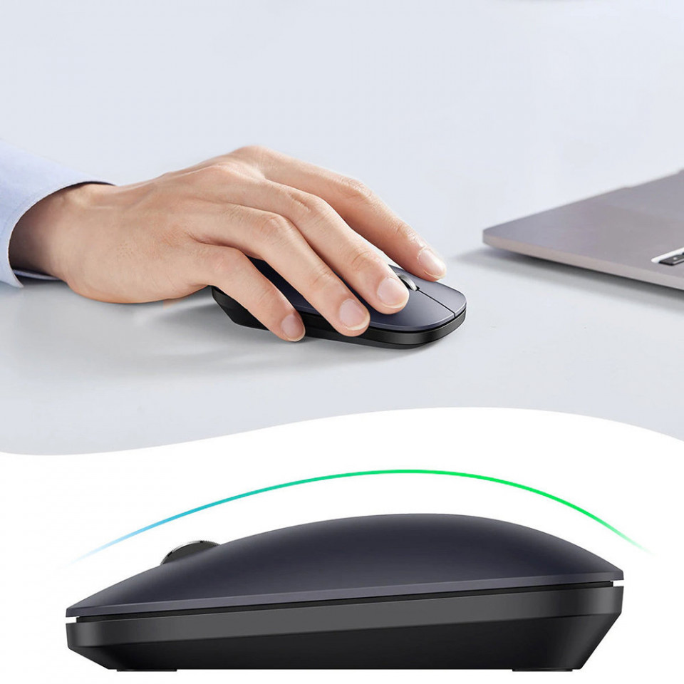 Mouse wireless (90372) design slim, 2 moduri, Dpi ajustabil (1000-4000), Ugreen - Negru - 2 | YEO