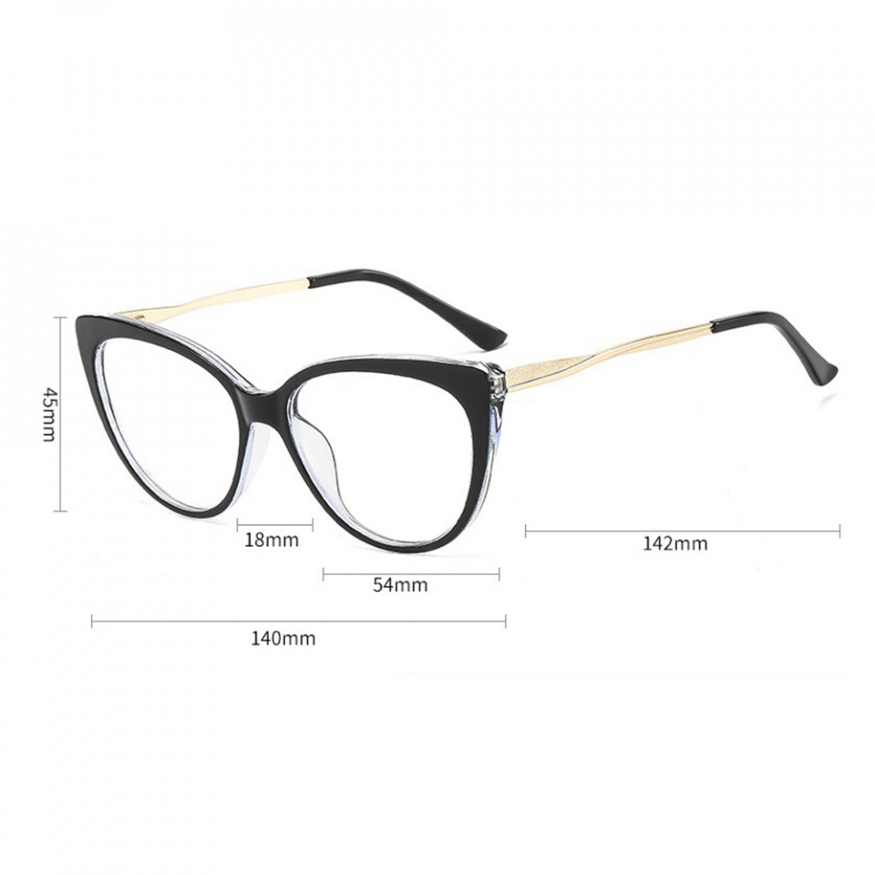 Ochelari calculator dama protectie lumina albastra, Techsuit (F5018-C7) - Transparent Black - 3 | YEO