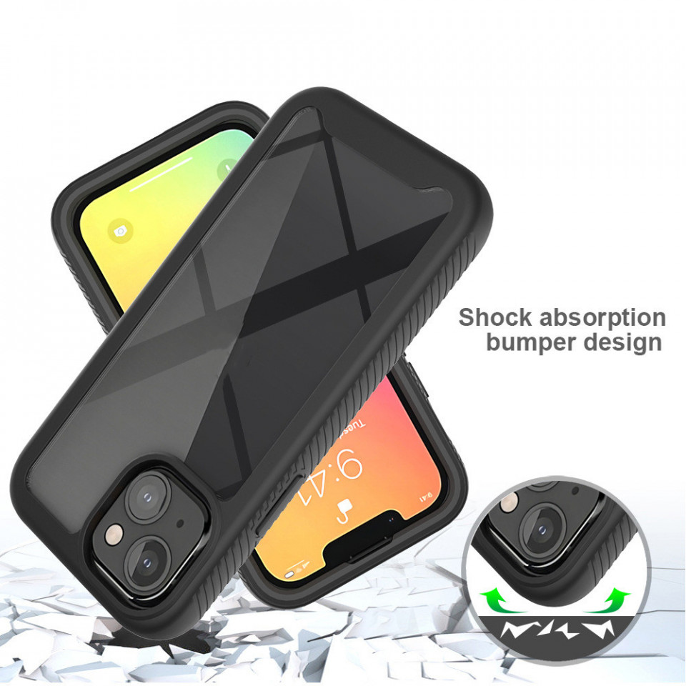 [Pachet 360°] Husa + Folie iPhone 13 mini, Techsuit Defense - Negru - 2 | YEO