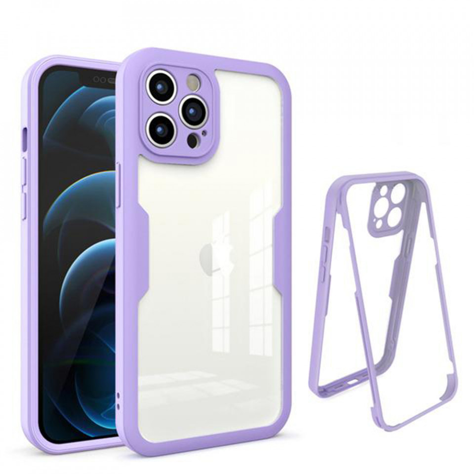 [Pachet 360°] Husa + Folie pentru iPhone 12 Pro Max, SKDR ColorShield 360° - Mov