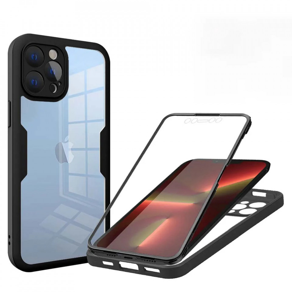 [Pachet 360°] Husa + Folie pentru iPhone 13 Pro, SKDR ColorShield 360° - Negru