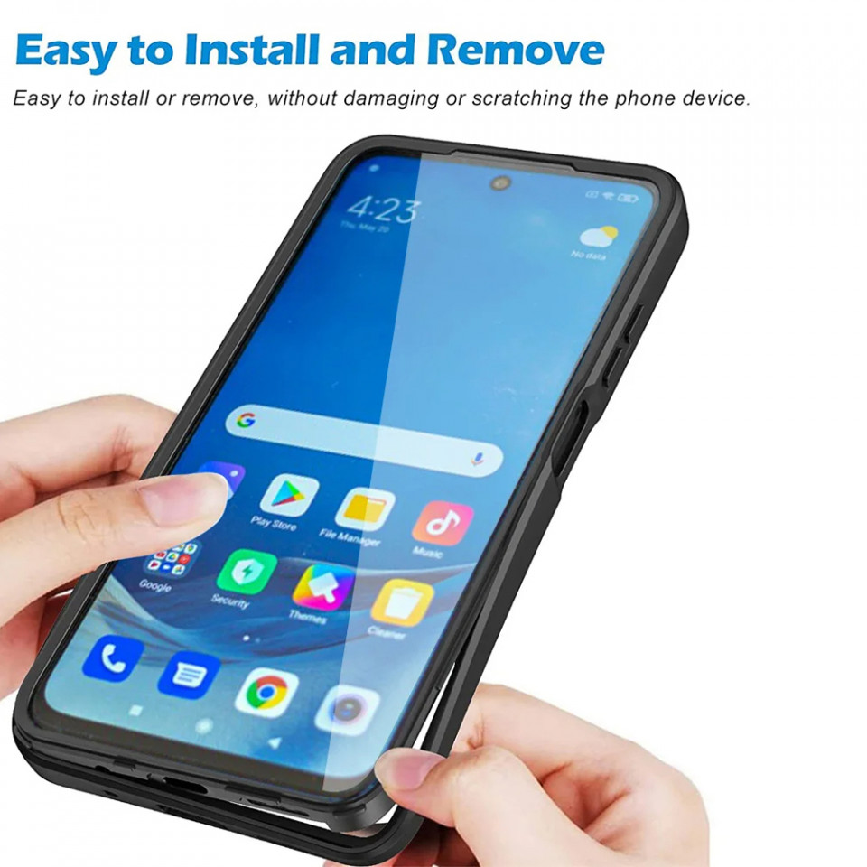 [Pachet 360°] Husa + Folie pentru Samsung Galaxy A12, SKDR ColorShield 360° - Negru - 4