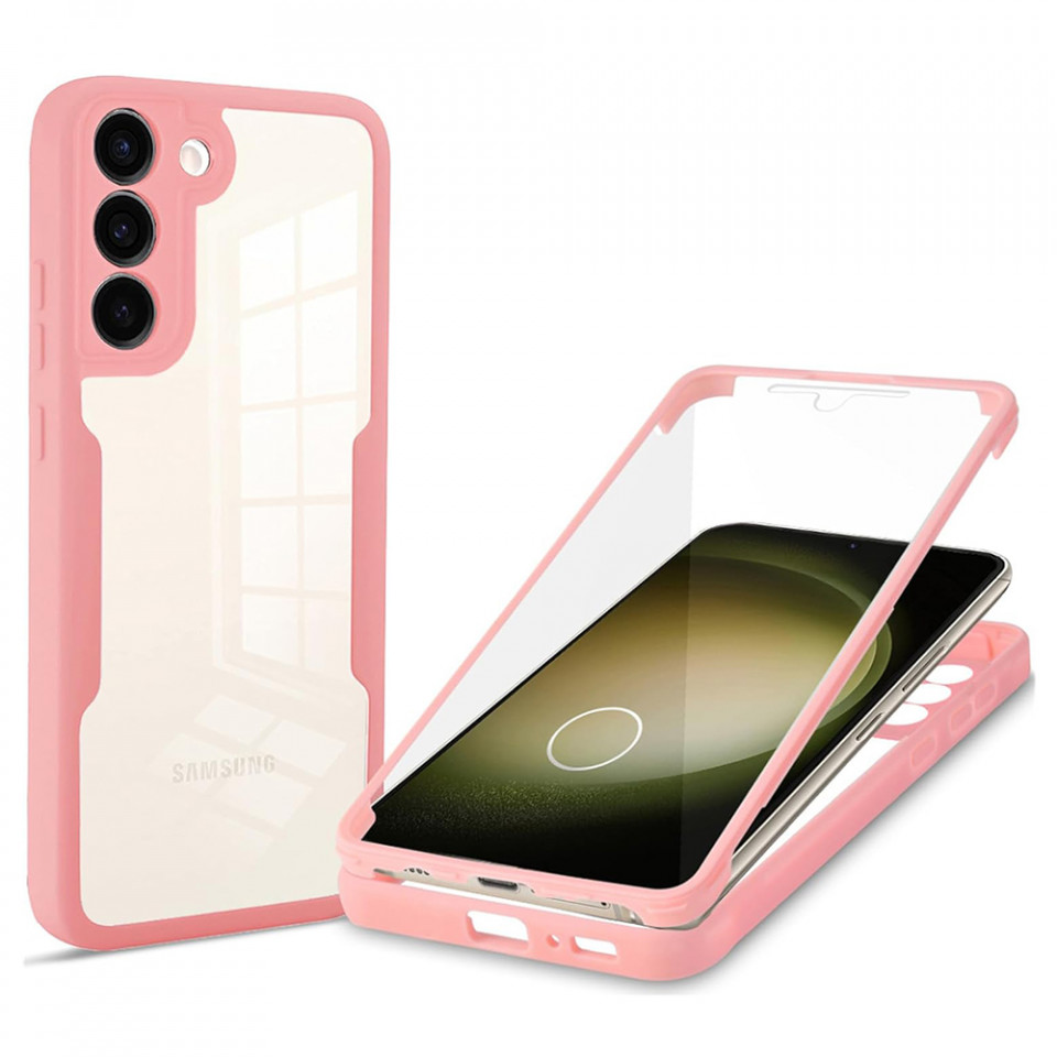 [Pachet 360°] Husa + Folie pentru Samsung Galaxy S23 Plus, SKDR ColorShield 360° - Roz