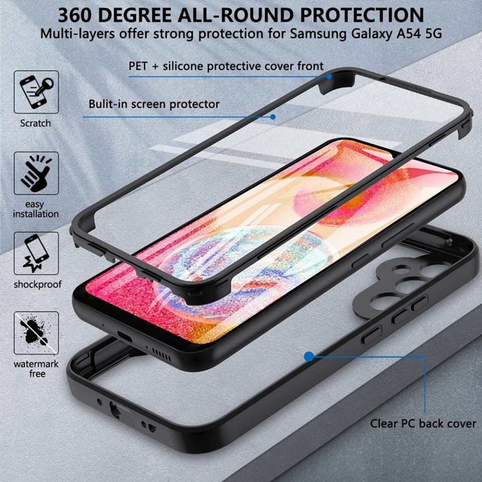 [Pachet 360°] Husa + Folie pentru Samsung Galaxy S24 Plus, SKDR ColorShield 360° - Negru - 1 | YEO