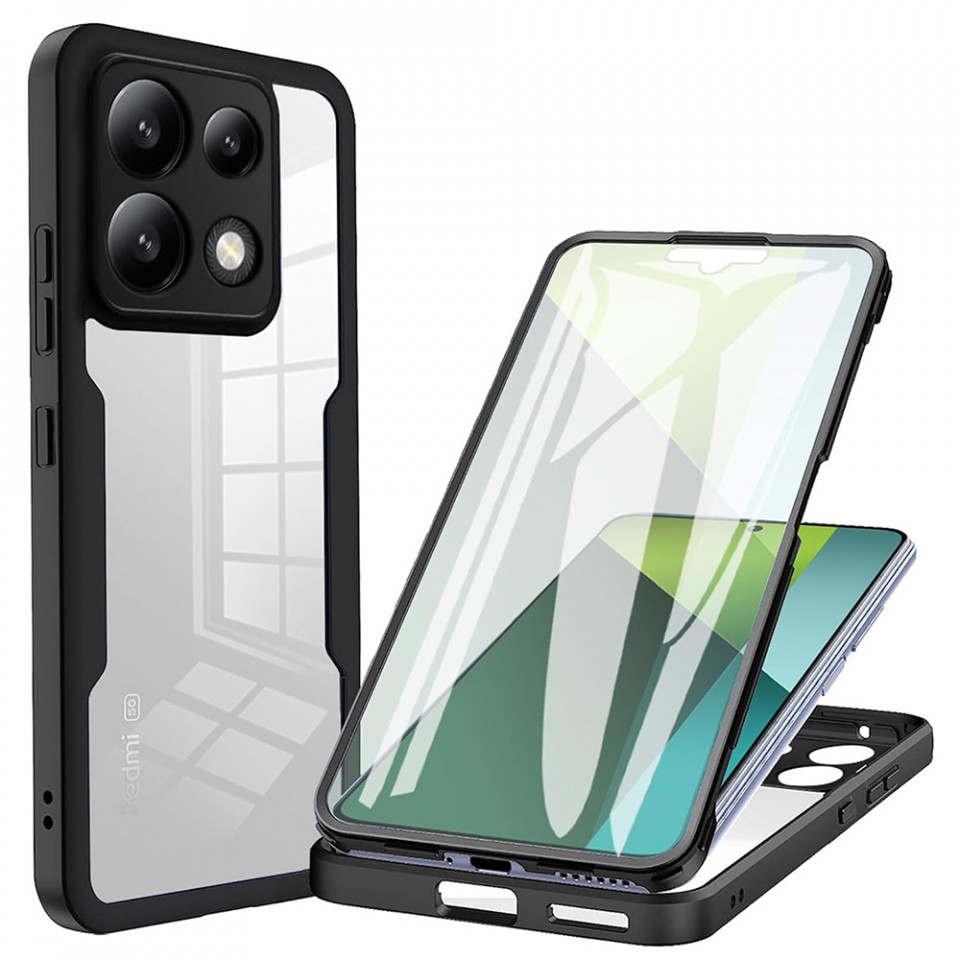 [Pachet 360°] Husa + Folie pentru Xiaomi Redmi Note 13 Pro 5G / Poco X6, SKDR ColorShield 360° - Negru