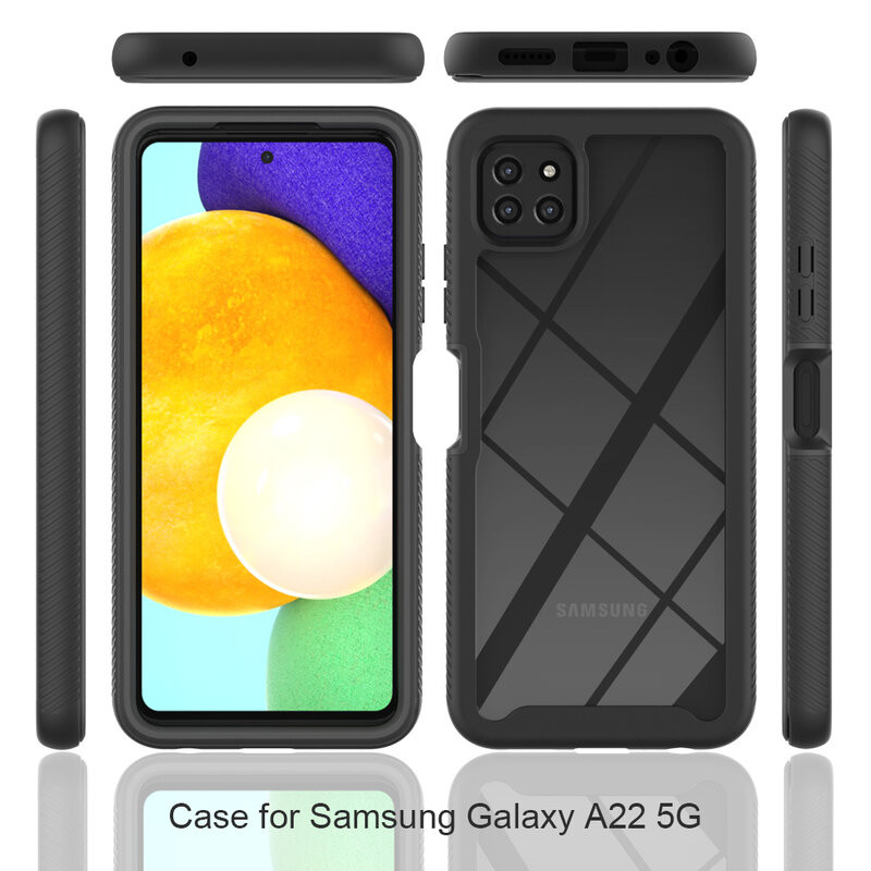 [Pachet 360°] Husa + Folie Samsung Galaxy A22 5G, Techsuit Defense - Negru - 1 | YEO