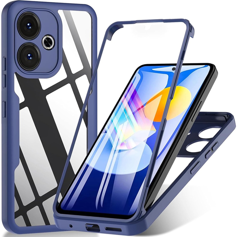 [Pachet 360°] Husa + Folie Xiaomi Redmi 13 / Poco M6 4G, SKDR ColorShield 360° - Albastru