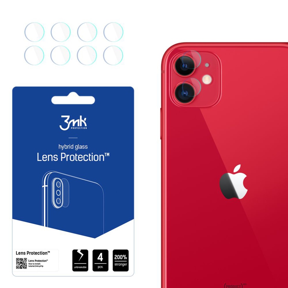 [Pachet 4x] Folie camera pentru iPhone 11, 3mk Lens Protection, Transparenta