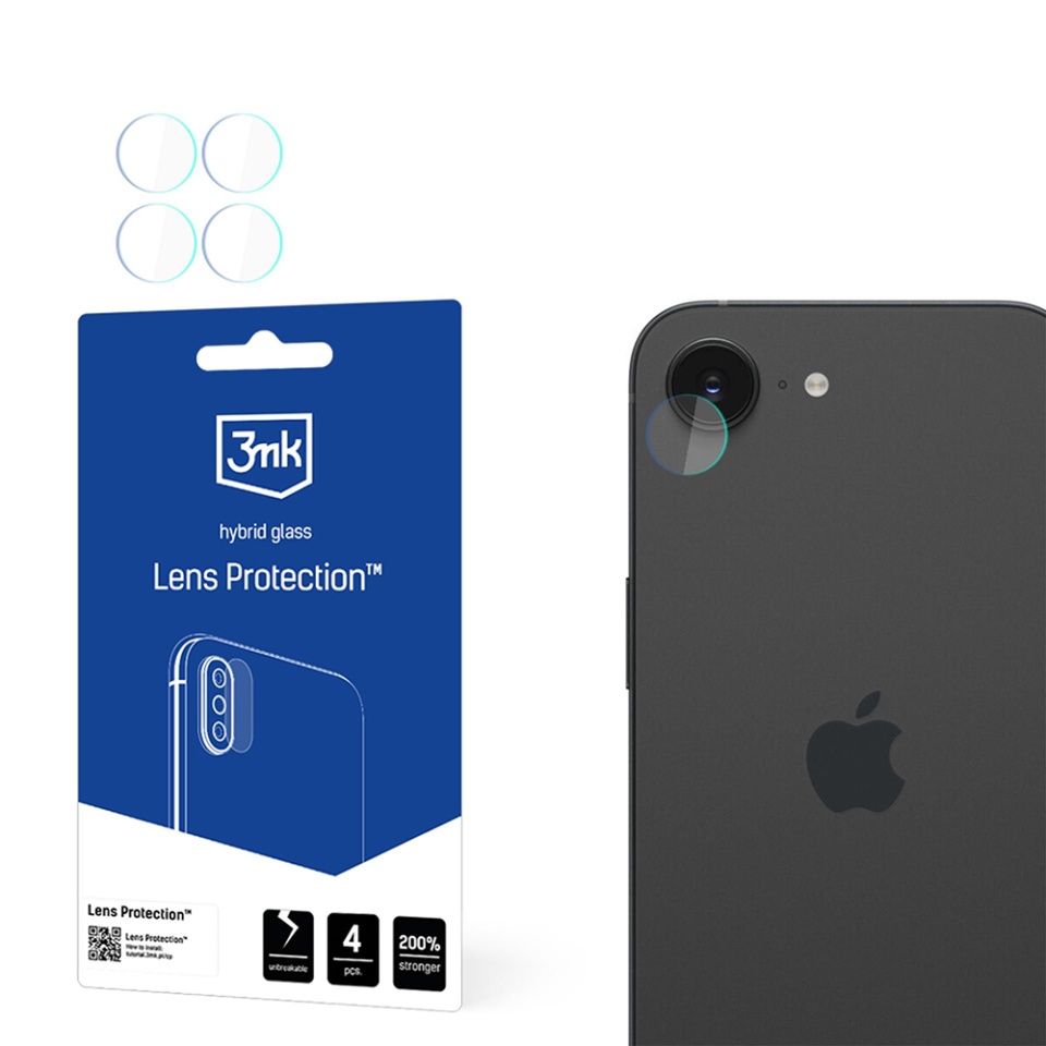 [Pachet 4x] Folie camera pentru iPhone 16e, 3mk Lens Protection, Transparenta