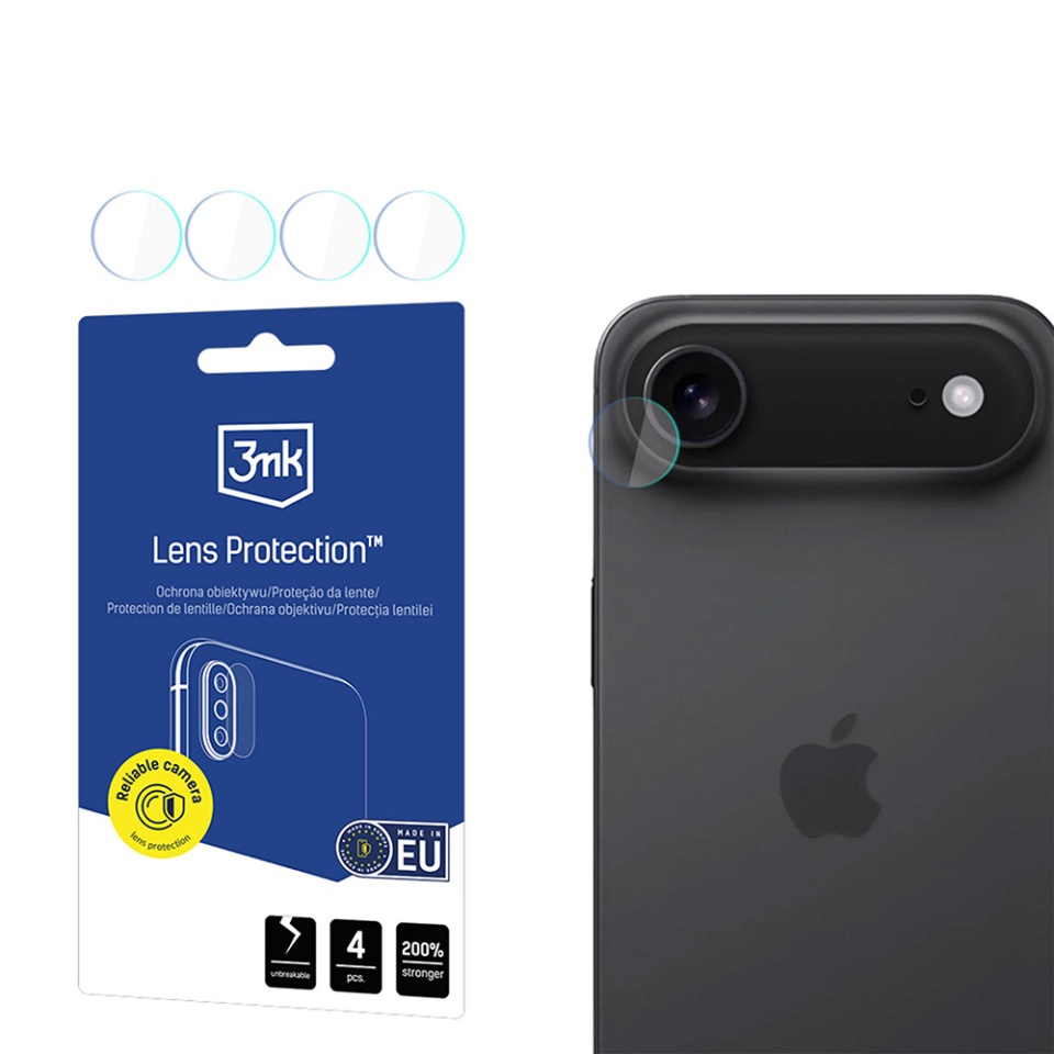 [Pachet 4x] Folie camera pentru iPhone 17 Air, 3mk Lens Protection, Transparenta