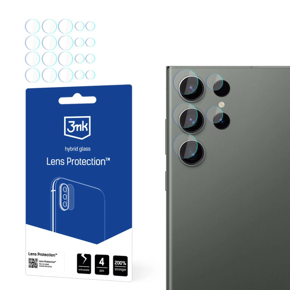 [Pachet 4x] Folie camera pentru Samsung Galaxy S24 Ultra, 3mk Lens Protection, Transparenta