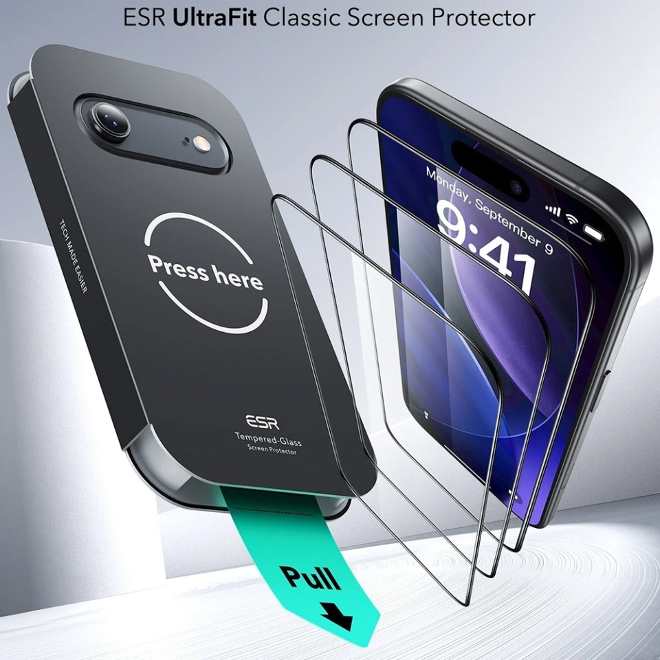 [Pachet x3] Folie sticla pentru iPhone 17 Air, ESR Tempered Glass UltraFit, Transparenta - 1 | YEO