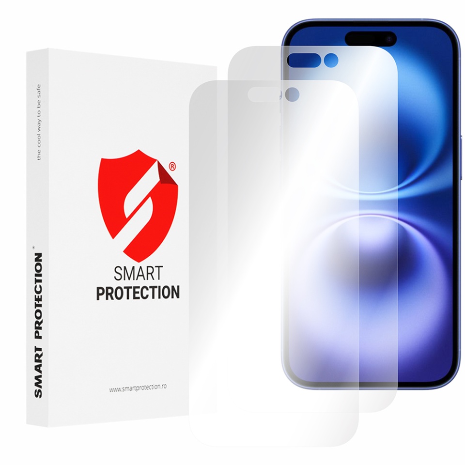 [SET 2x] Folie de protectie iPhone 16, Premium Classic, Smart Protection, Transparent
