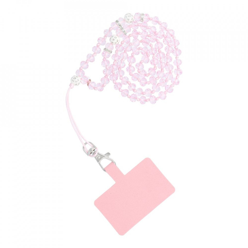 Snur universal telefon, 74cm (37cm prins), CRYSTAL DIAMOND - Roz - 1 | YEO