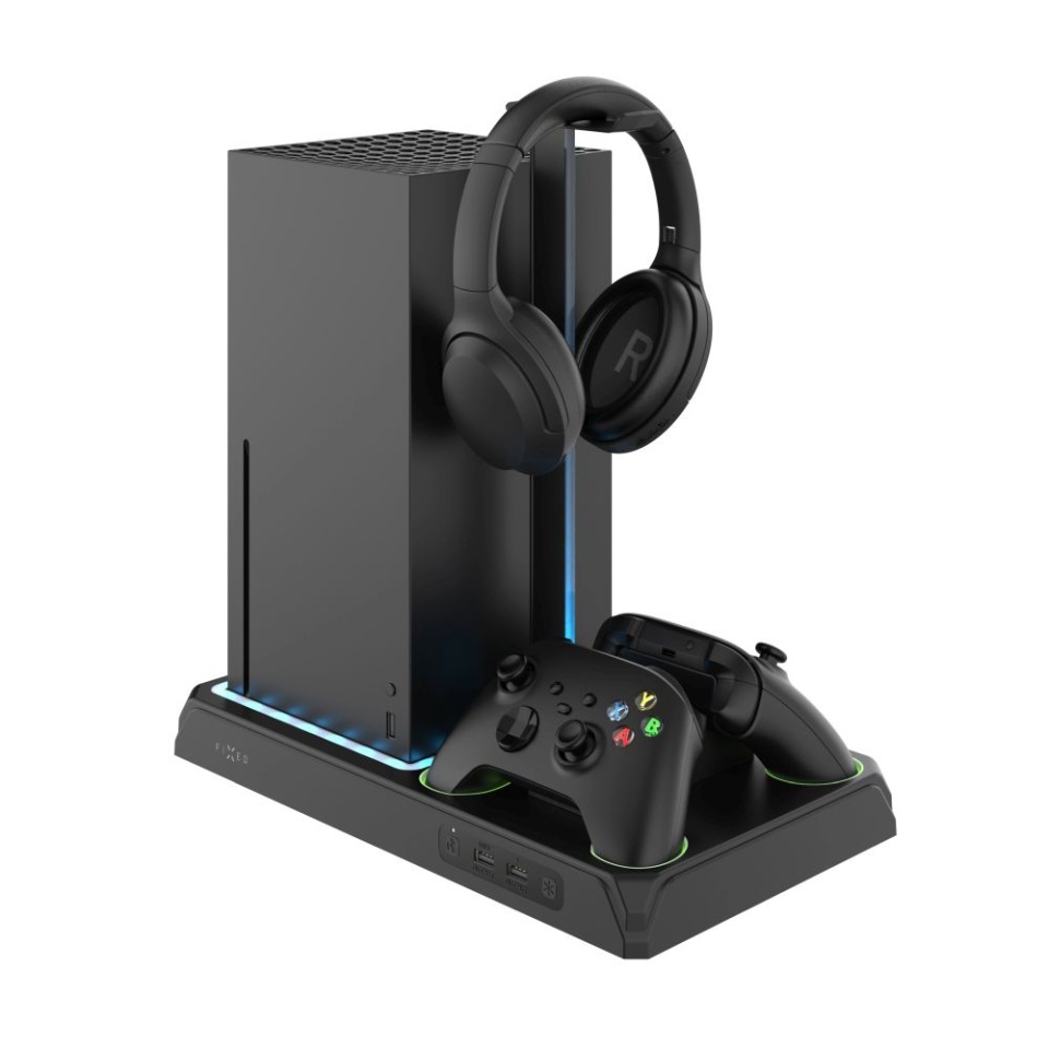 Stand Multifunctional Xbox FIXED FIXXB-MCS-BK, Suport Consola Series X/S, Incarcare 2 Controllere, 12 Jocuri, LED RGB, USB, [Culoare necunoscută]